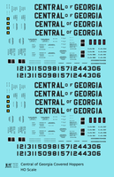 Central Of Georgia Covered Hopper Dark Gray Southern Block Letter - Decal - Choose Scale
