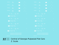Central Of Georgia Pulpwood Flat Car White  - Decal - Choose Scale
