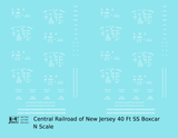 Central Of New Jersey 40 Ft Outside Braced Boxcar White CNJ - Decal - Choose Scale