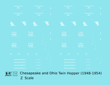 Chesapeake & Ohio Offset Twin Hopper White C&O (1948-1954)