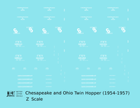 Chesapeake and Ohio Offset Twin Hopper White C&O (1954-1957)