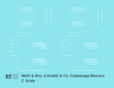 Welti & Bro, A. Knabb 60 Ft Wood Cooperage/Barrel Boxcar White