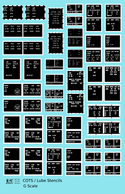 COTS Lube Data Stencil Boxes  Black and White