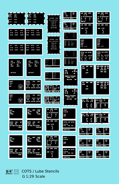 COTS Lube Data Stencil Boxes  Black and White