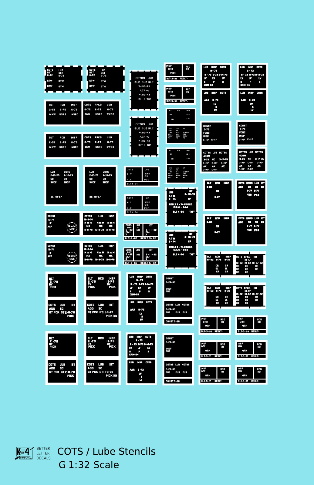 COTS Lube Data Stencil Boxes  Black and White