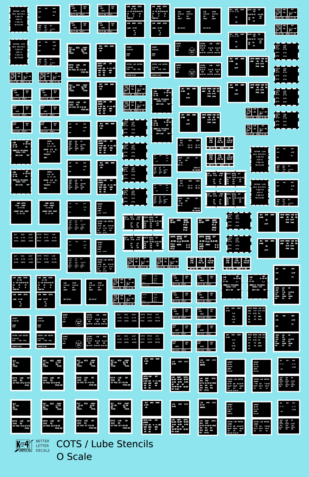 COTS Lube Data Stencil Boxes  Black and White