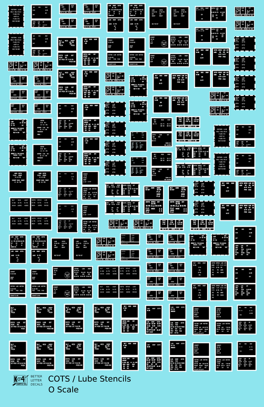 COTS Lube Data Stencil Boxes  Black and White