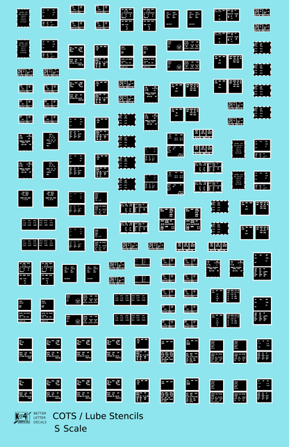 COTS Lube Data Stencil Boxes  Black and White