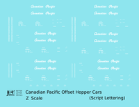 Canadian Pacific Offset Hopper White Script - Decal - Choose Scale