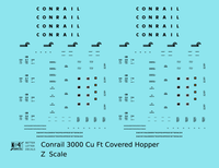 Conrail 3000 Cu Ft Covered Hopper Black  - Decal - Choose Scale