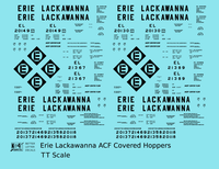 Erie Lackawanna ACF Covered Hopper Black  - Decal - Choose Scale