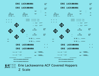 Erie Lackawanna ACF Covered Hopper Black  - Decal - Choose Scale