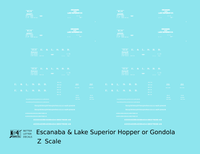 Escanaba and Lake Superior Gondola and Offset Hopper White ELS - Decal - Choose Scale