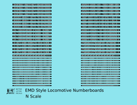 EMD Locomotive Number Board Numbers  White On Black Numberboard - Decal - Choose Scale