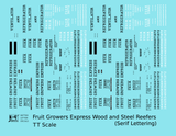 Fruit Growers Express 40 Ft Reefer Black Serif - Decal - Choose Scale
