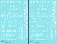 Georgia Railroad Hopper Car White  - Decal - Choose Scale