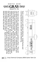Gray Chemical Company Acetic Acid Tank Car Roulette Pennsylvania