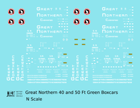 Great Northern 40 and 50 Ft Boxcar White, Red and Black Green Car