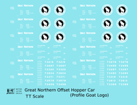 Great Northern Offset Twin Hopper White and Black Glacier National Park - Decal - Choose Scale