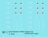 Great Northern Offset Twin Hopper White and Black Glacier National Park - Decal - Choose Scale