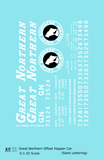 Great Northern Offset Twin Hopper White and Black Slant Lettering - Decal - Choose Scale