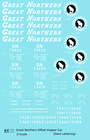 Great Northern Offset Twin Hopper White and Black Slant Lettering - Decal - Choose Scale