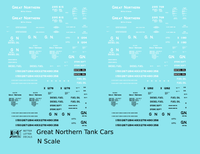 Great Northern Tank Car White and Black  - Decal - Choose Scale