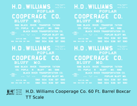 HD Williams Cooperage Co 60 Ft Wood Cooperage/Barrel Boxcar White