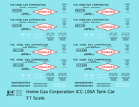 Home Gas Corp ICC-105 Tank Car Black White and Red Homgas - Decal - Choose Scale