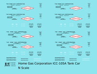 Home Gas Corp ICC-105 Tank Car Black White and Red Homgas - Decal - Choose Scale