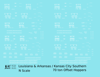 Kansas City Southern 70 Ton Offset Hopper White KCS L&A - Decal - Choose Scale