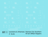 Kansas City Southern 70 Ton Offset Hopper White KCS L&A - Decal - Choose Scale