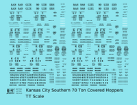 Kansas City Southern 70 Ton Covered Hopper Black  - Decal - Choose Scale