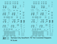 Kansas City Southern 70 Ton Covered Hopper Black  - Decal - Choose Scale