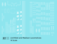 Litchfield and Madison Steam Or Diesel Locomotive White  - Decal - Choose Scale