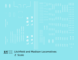 Litchfield and Madison Steam Or Diesel Locomotive White  - Decal - Choose Scale