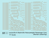Louisville and Nashville Heavyweight Passenger Car Bronze Gold  - Decal - Choose Scale