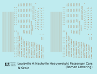 Louisville and Nashville Heavyweight Passenger Car Bronze Gold  - Decal - Choose Scale