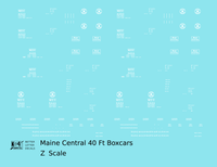 Maine Central 40 Ft Boxcar White  - Decal - Choose Scale