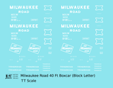 Milwaukee Road 40 Ft Boxcar White Block Letter