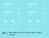 Milwaukee Road 40 Ft Boxcar White Block Letter