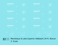 Manistique & Lake Superior (Wabash) 34 Ft Wood Boxcar White