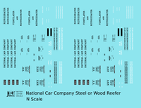 National Car Company Ice Reefer Black  - Decal - Choose Scale