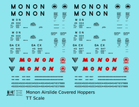 Monon Airslide Covered Hopper Black and Red  - Decal - Choose Scale