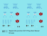Napierville Junction Railway 50 Ft Plug Door Boxcar Blue and Red  - Decal - Choose Scale