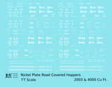 Nickel Plate Road Covered Hopper White  - Decal - Choose Scale