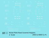 Nickel Plate Road Covered Hopper White  - Decal - Choose Scale
