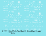 Nickel Plate Road Outside Braced Hopper White  - Decal - Choose Scale
