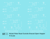 Nickel Plate Road Outside Braced Hopper White  - Decal - Choose Scale