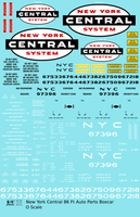 New York Central 86 Ft Auto Parts Boxcar White Cigar Band - Decal Sheet